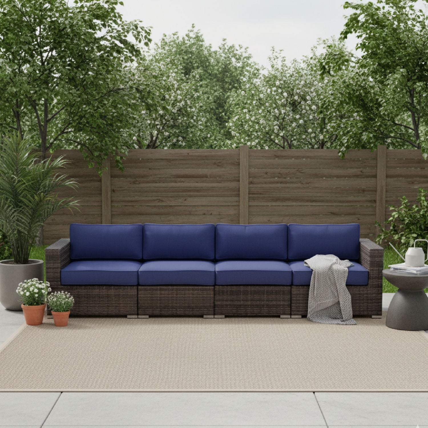 Luxurious Wicker Patio Sectional With Weather Resistant Sunbrella Cushions LSI Patio Furniture