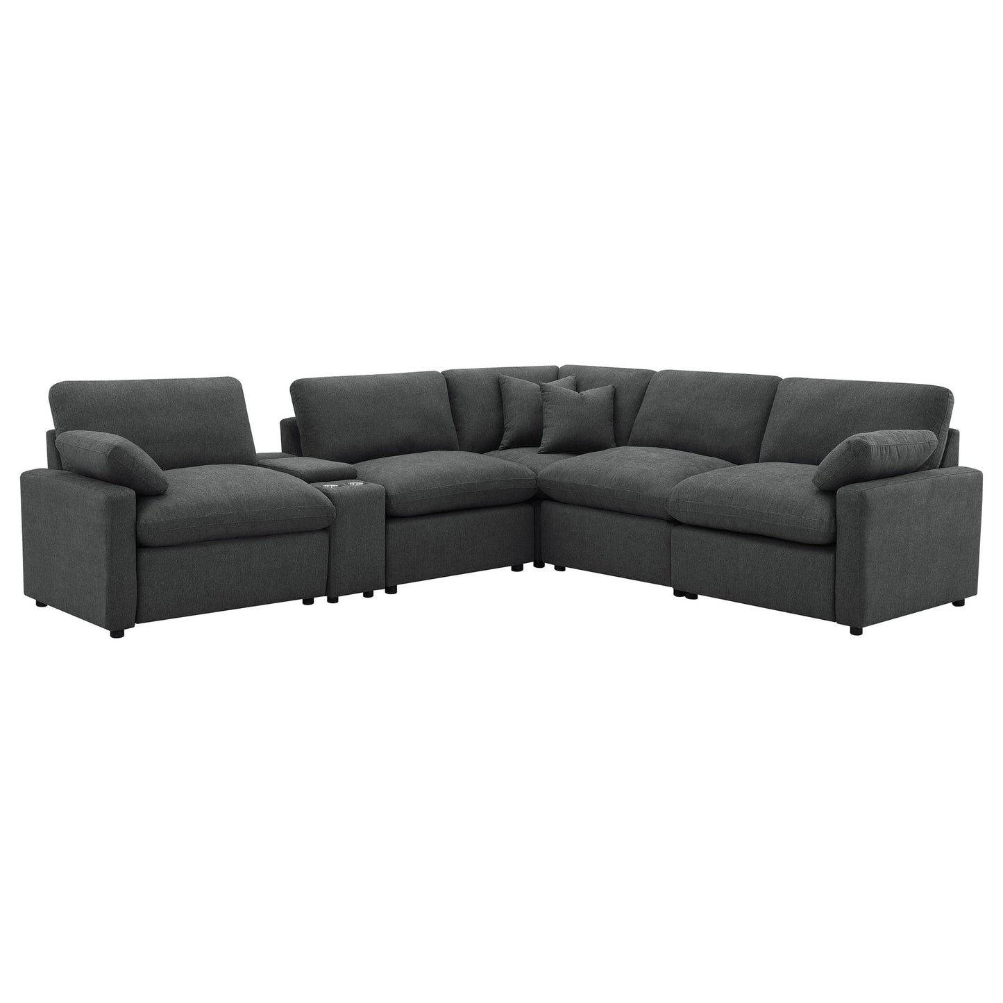 Hollander - 6 Piece Modular Power Reclining Sectional - Dark Gray Furniture Max