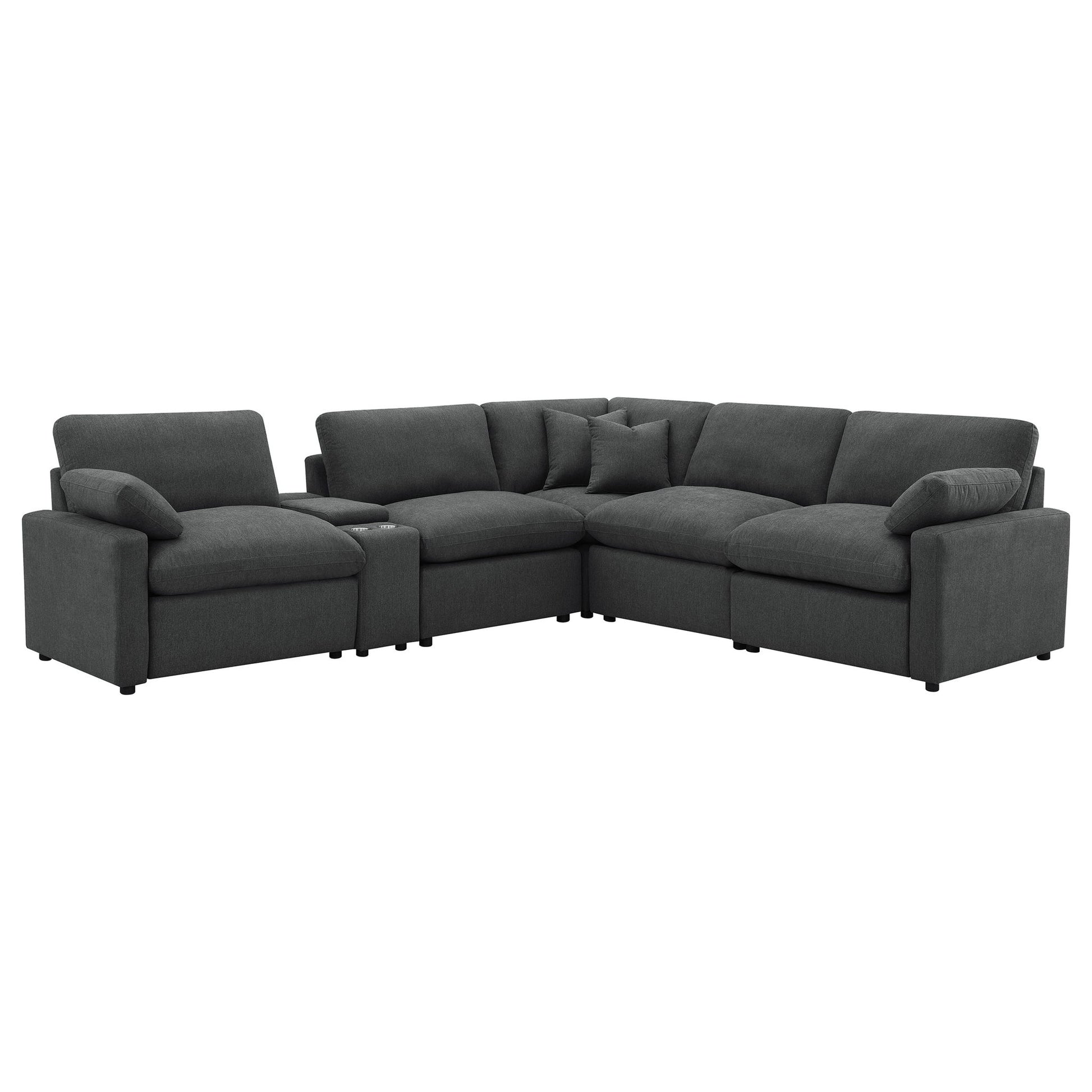 Hollander - 6 Piece Modular Power Reclining Sectional - Dark Gray Furniture Max