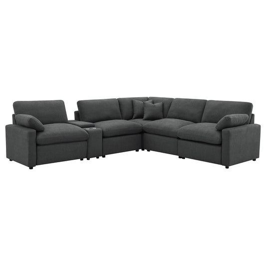Hollander - 6 Piece Modular Power Reclining Sectional - Dark Gray Furniture Max