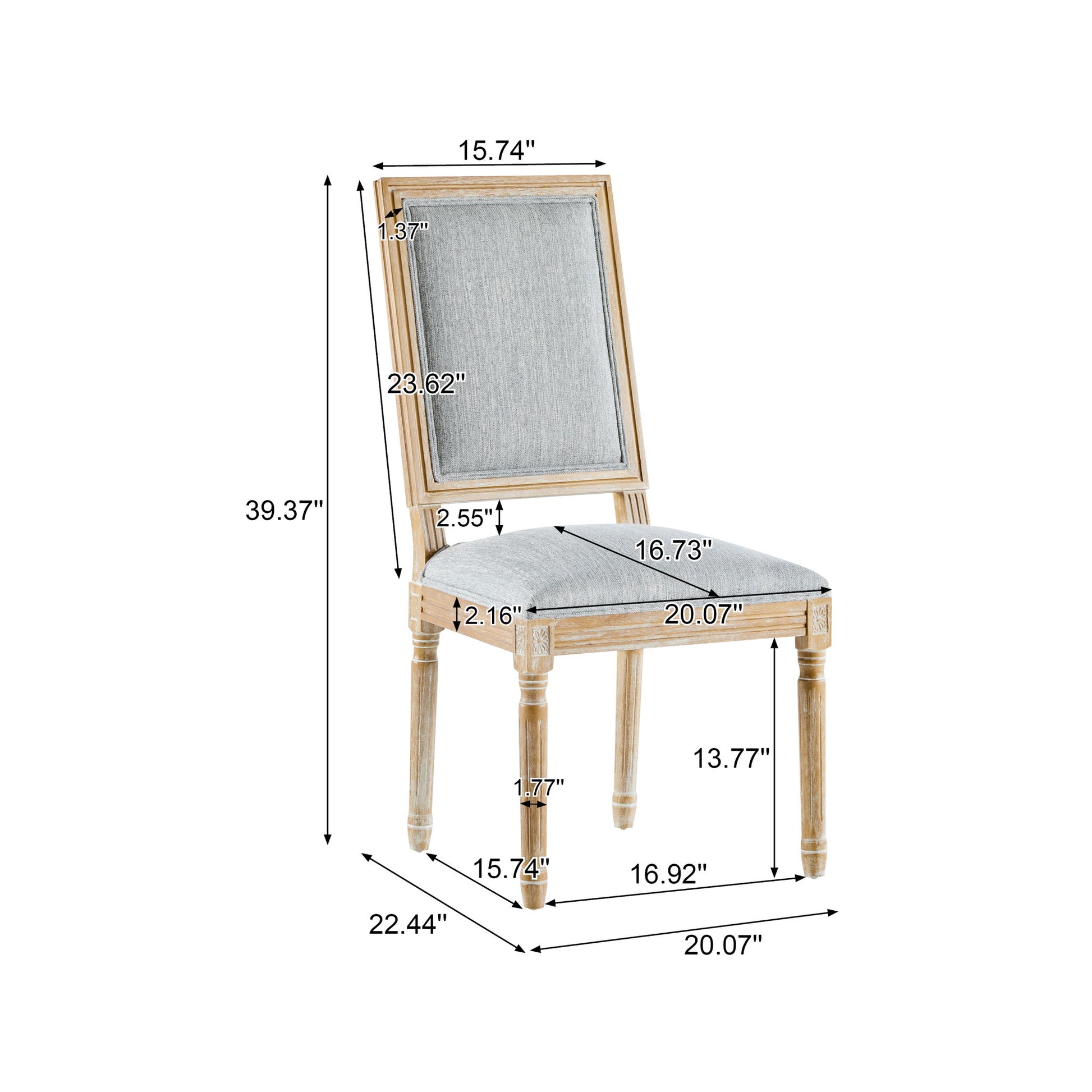 French Country Style Dining Chair With Upholstered Seating And Fluted Legs Noble House