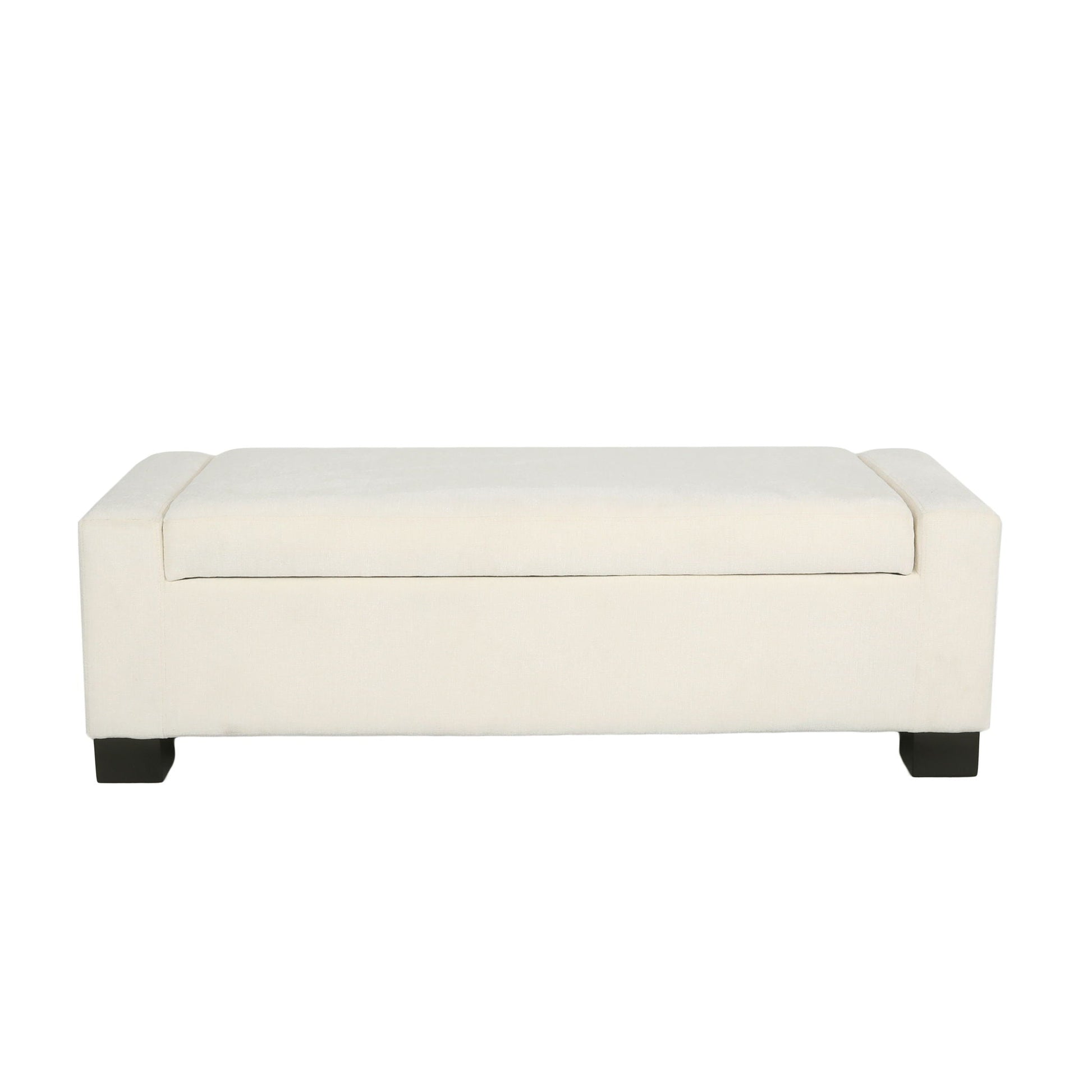 Textured Fabric Ottoman Bench With Hinged Lid Noble House
