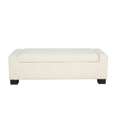 Textured Fabric Ottoman Bench With Hinged Lid Noble House