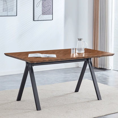 Herringbone Pattern Dining Table A Perfect Match For Modern Minimalist And Industrial Home Styles - Walnut Home Essentials