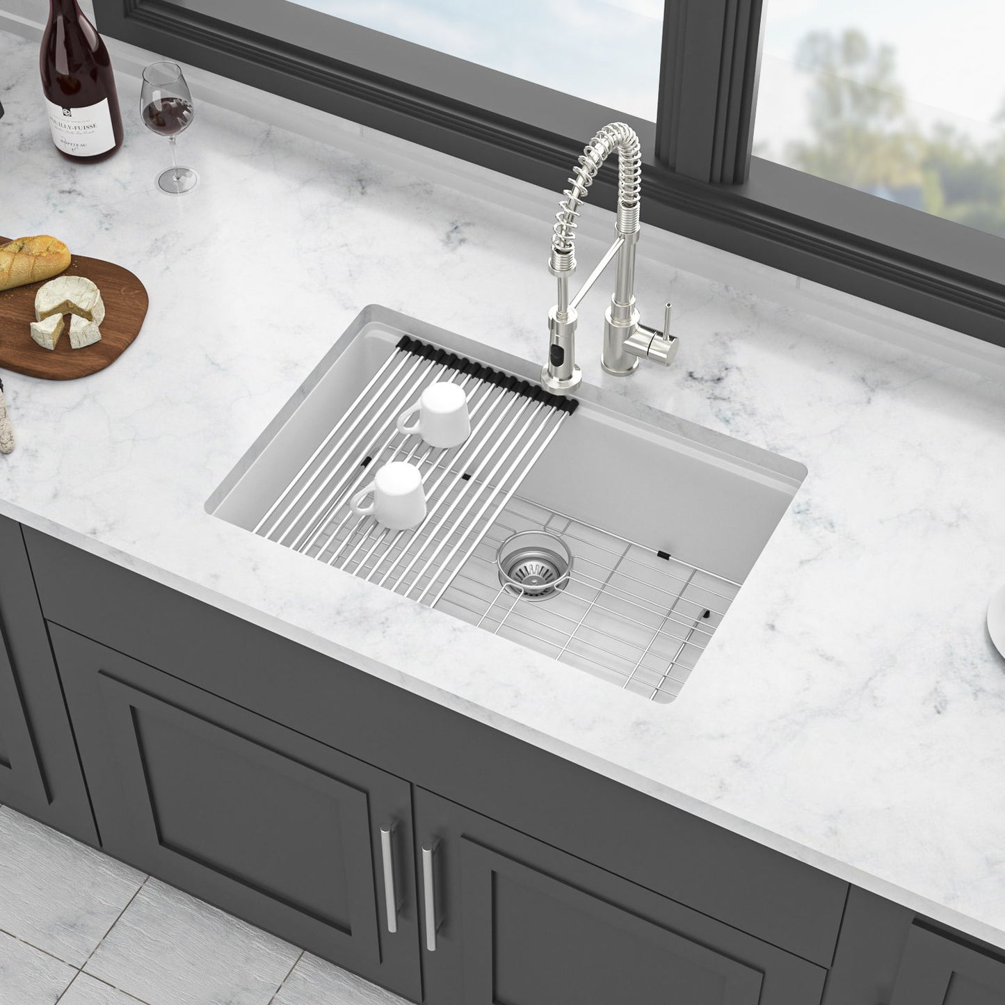 Quartz Kitchen Sink, Composite Workstation, Undermount Daily Nest
