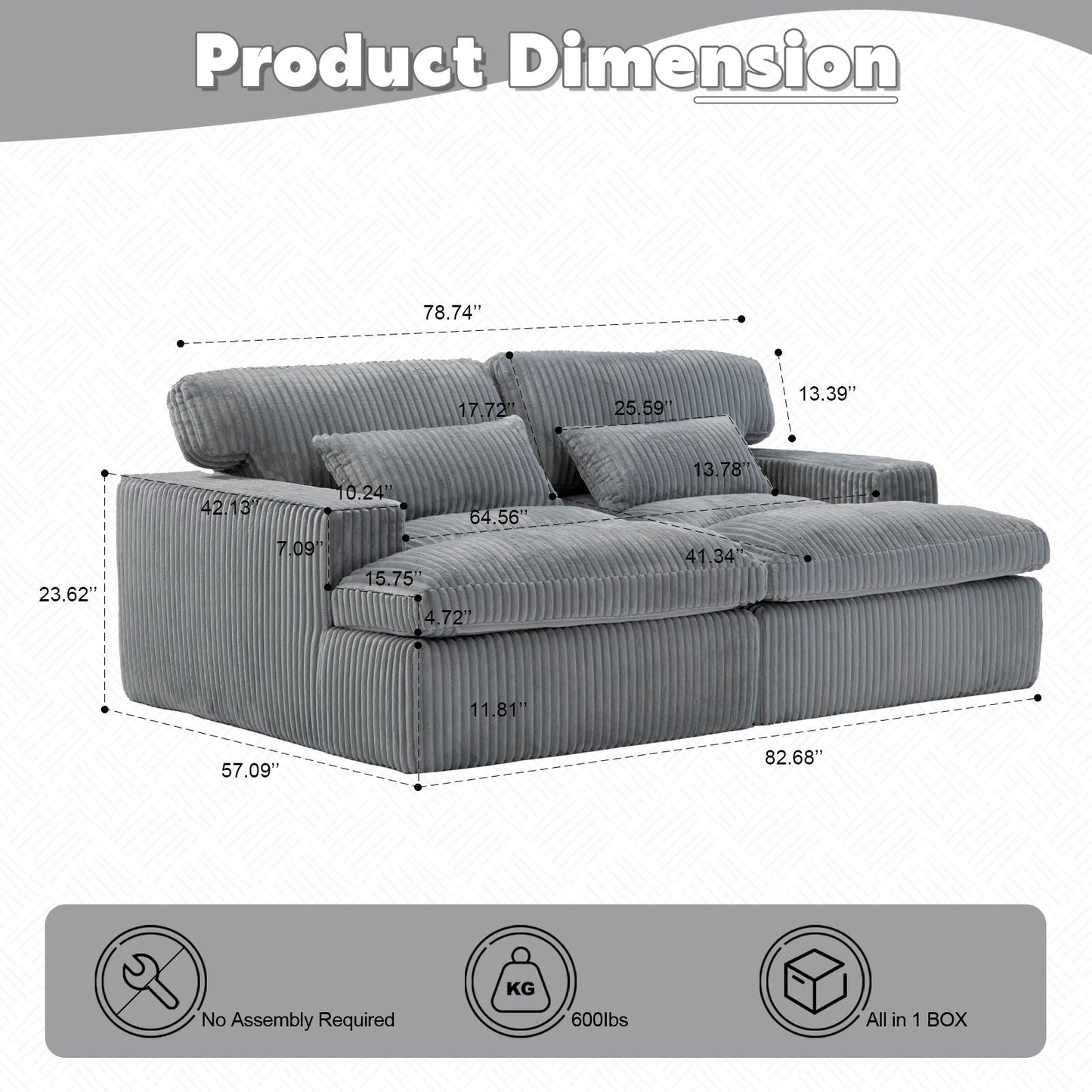 Double Chaise Lounge Chair, Oversized Upholstered Sleeper Cloud Couch Home Essentials
