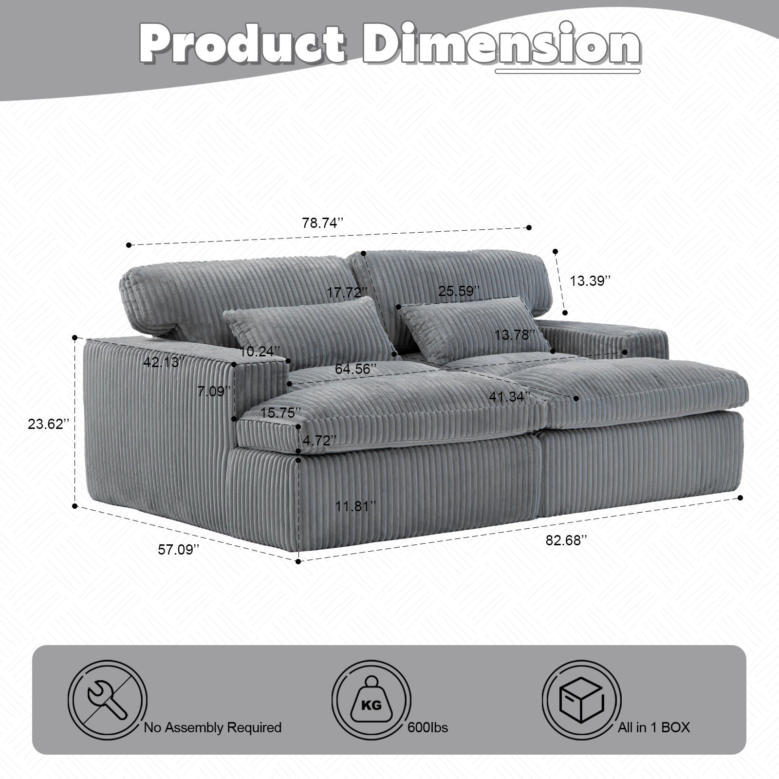 Double Chaise Lounge Chair, Oversized Upholstered Sleeper Cloud Couch Home Essentials