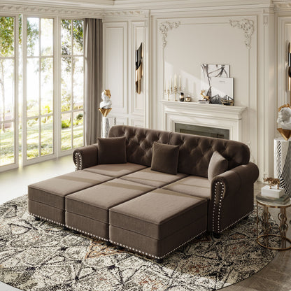 Upholstered Sofa Set With Nailhead Trim And Rolled Armrests, Includes Pillows Home Essentials