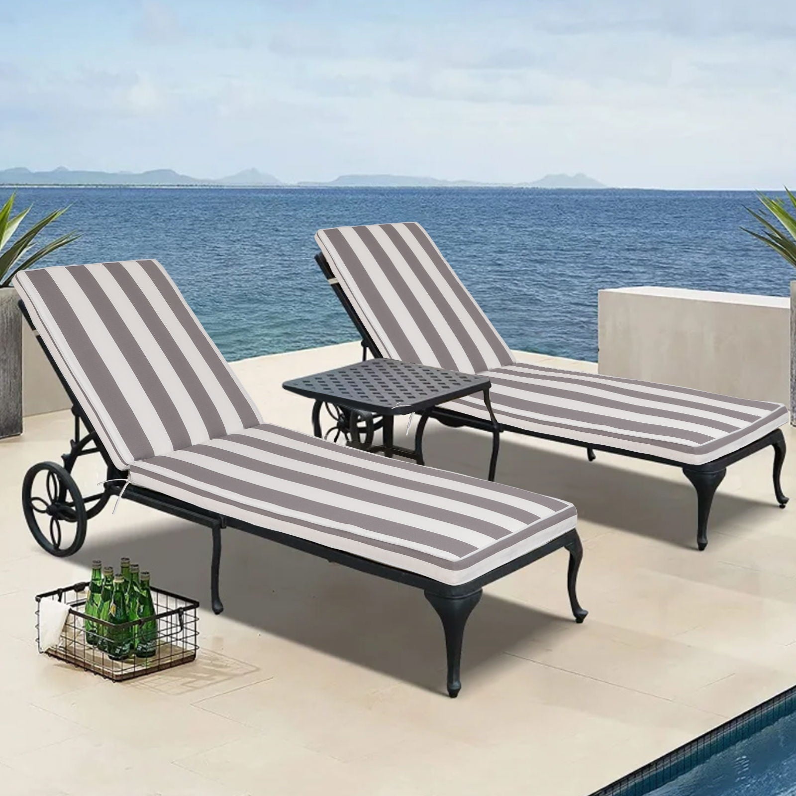 2 Pieces Set Outdoor Lounge Chair Cushion Replacement Patio Furniture Seat Home Essentials