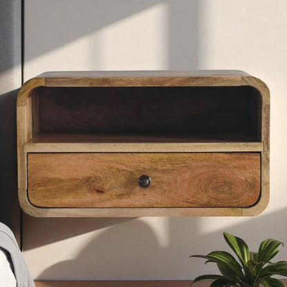 Curved Upper Slot Floating Nightstand Artisan Furniture