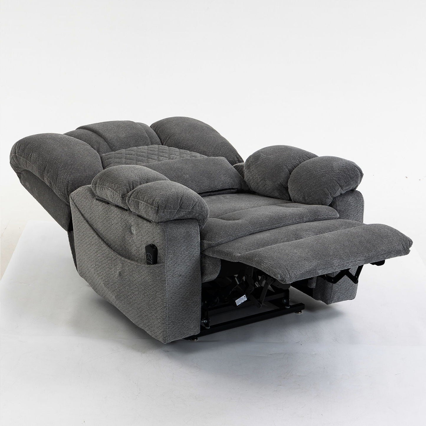 Ultra Wide Electric Lounge Chair With Hot Massage Heating And Auxiliary Standing Function, For Living Room - Gray Home Essentials