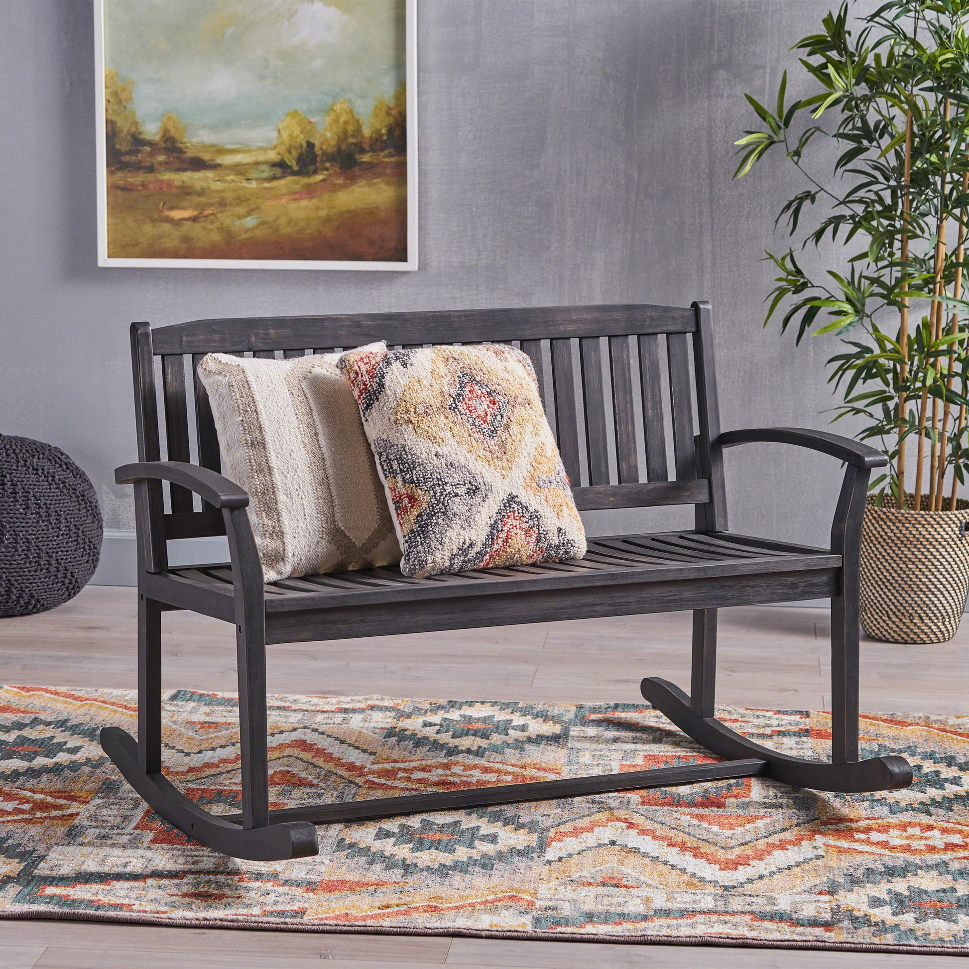 Baxter - Rocking Loveseat - Dark Gray Noble House