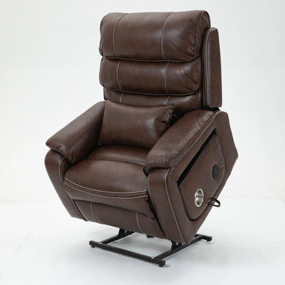 180 Degree Recliner Chair With Wireless Charging, Lumbar Support, And Dual Motor Lift - Brown Home Essentials