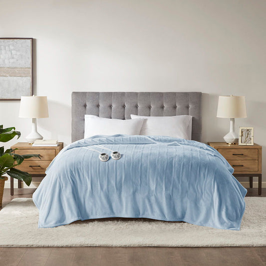 King Heated Blanket - Light Blue Serta