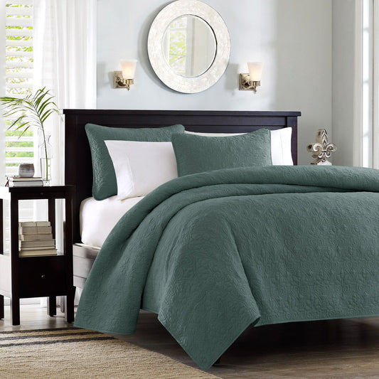 Quebec - 3 Piece Full/Queen Reversible Quilt Set - Balsam Green Madison Park