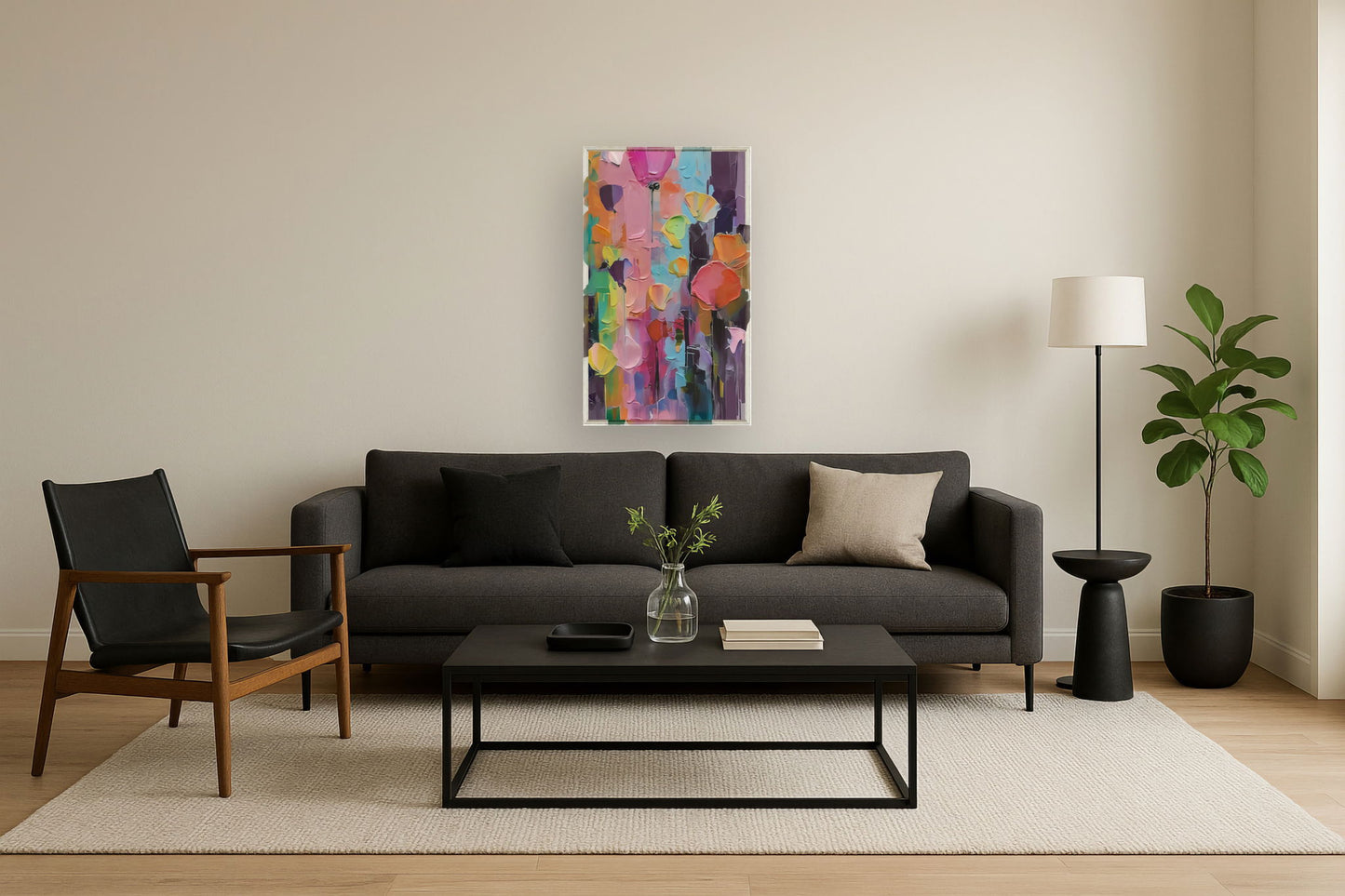 Vivid Petal Drift - 39" x 24" Framed Wall Art