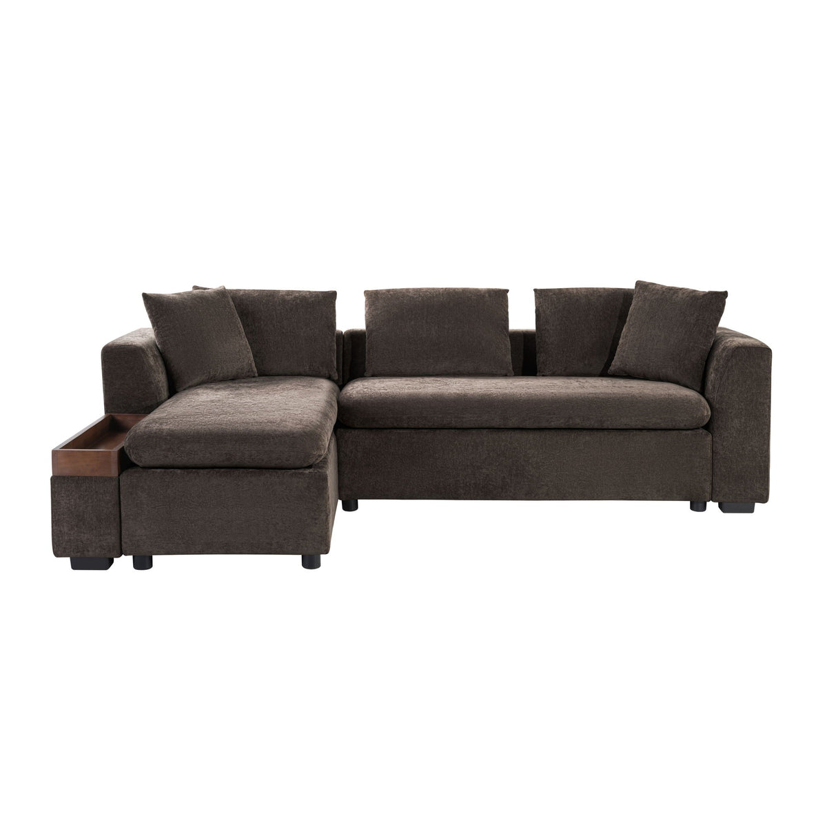 Modern L Shaped Sectional Sofa With Upholstery And Wooden Storage Hearth and Haven
