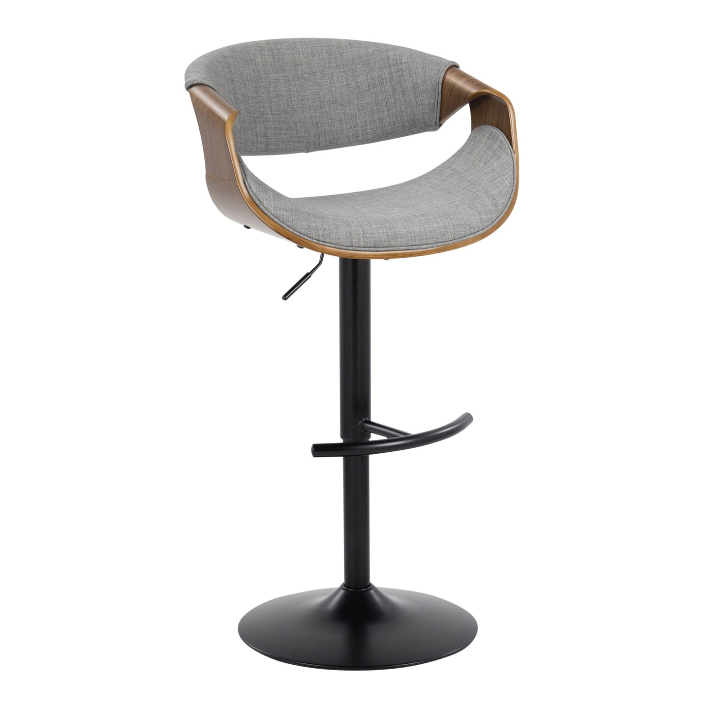 Curvo - Mid Century Modern Adjustable Barstool With Swivel & Rounded T Footrest (Set of 2) Lumi Source