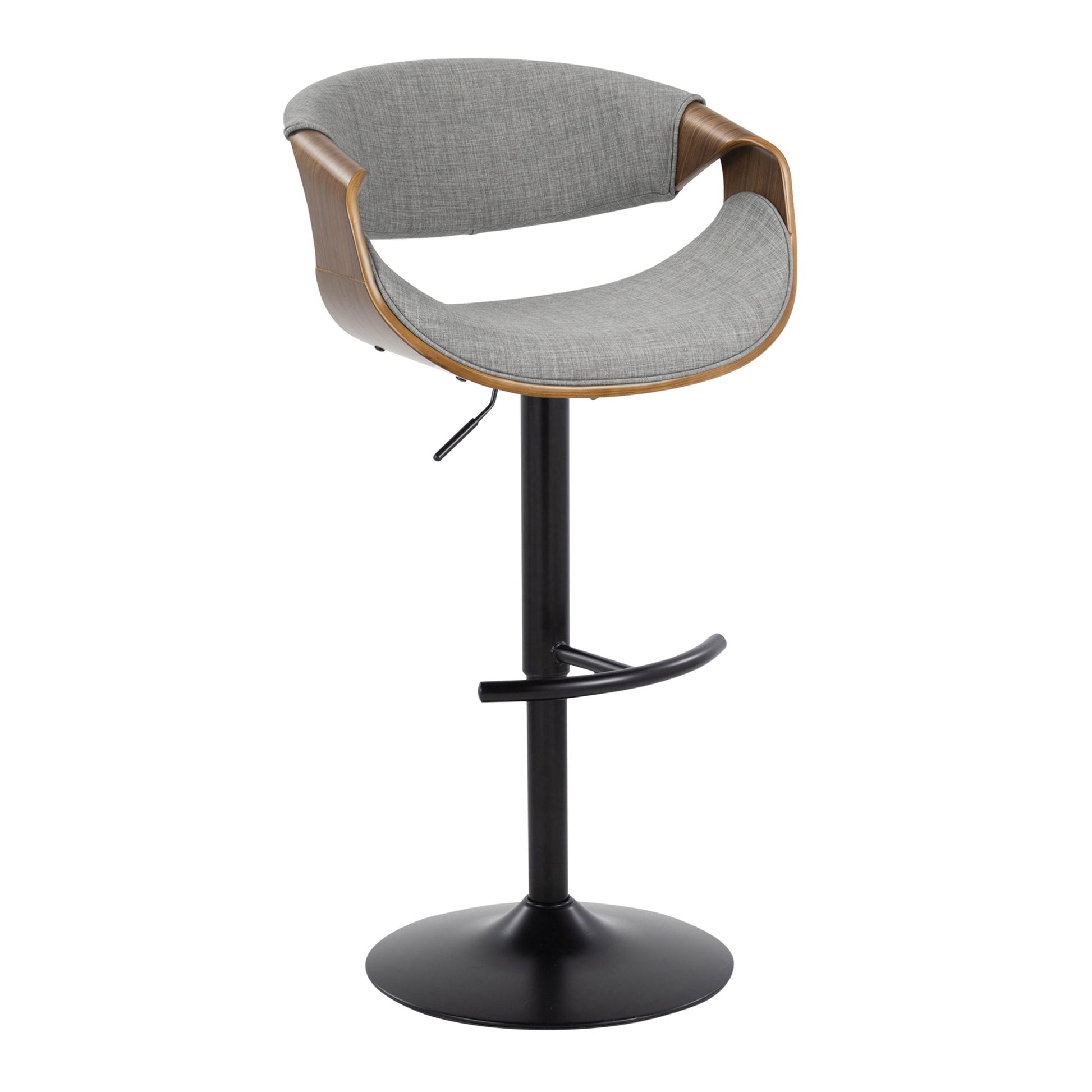 Curvo - Mid Century Modern Adjustable Barstool With Swivel & Rounded T Footrest (Set of 2) Lumi Source