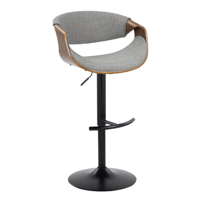 Curvo - Mid Century Modern Adjustable Barstool With Swivel & Rounded T Footrest (Set of 2) Lumi Source