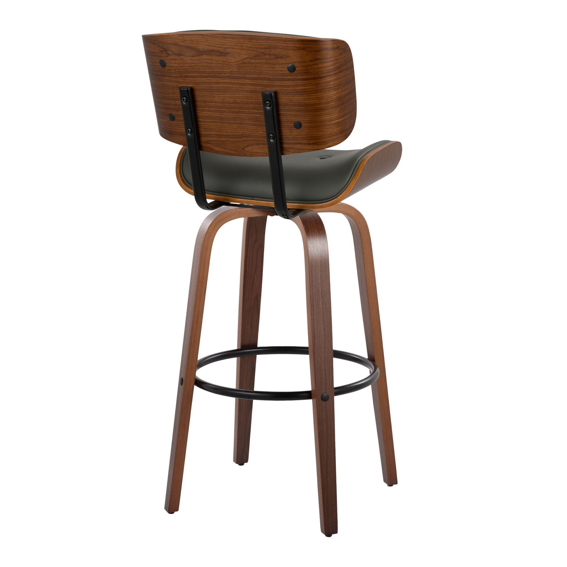 Lombardi - Mid-Century Modern Fixed Height Barstool With Swivel With Round Footrest (Set of 2) Lumi Source