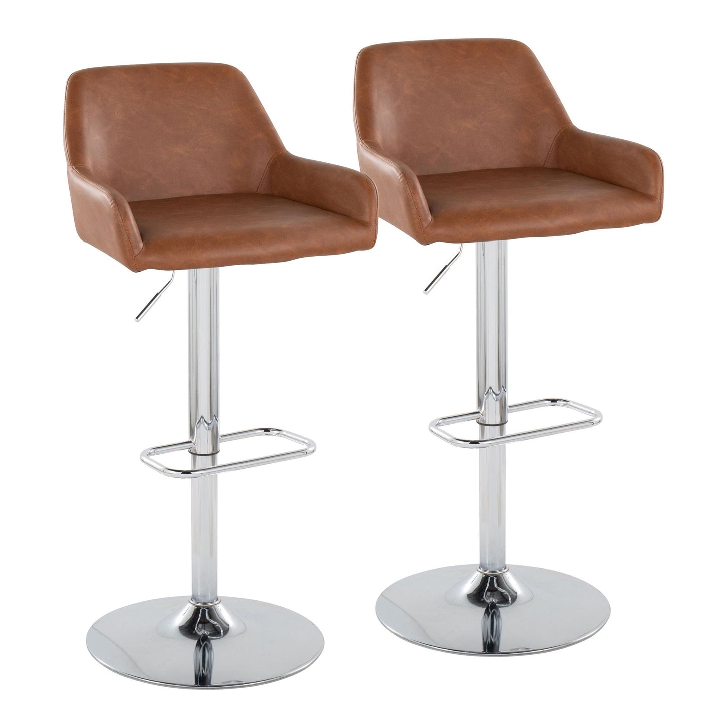Daniella - Contemporary Adjustable Barstool With Swivel With Rounded Rectangle Footrest (Set of 2) Lumi Source