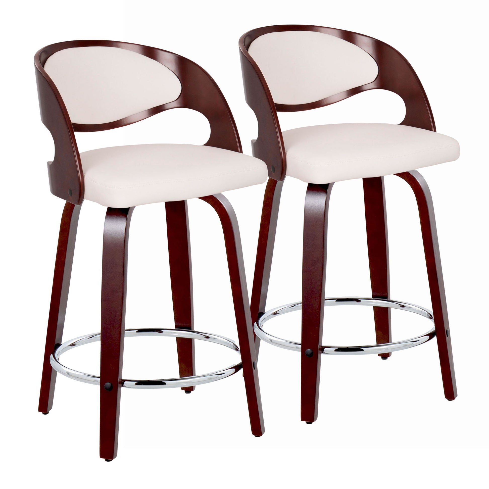 Pino - Mid Century Modern Fixed Height Barstool With Swivel With Round Footrest (Set of 2) Lumi Source