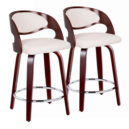 Pino - Mid Century Modern Fixed Height Barstool With Swivel With Round Footrest (Set of 2) Lumi Source