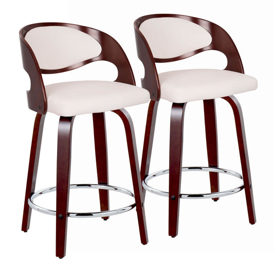 Pino - Mid Century Modern Fixed Height Barstool With Swivel With Round Footrest (Set of 2) Lumi Source