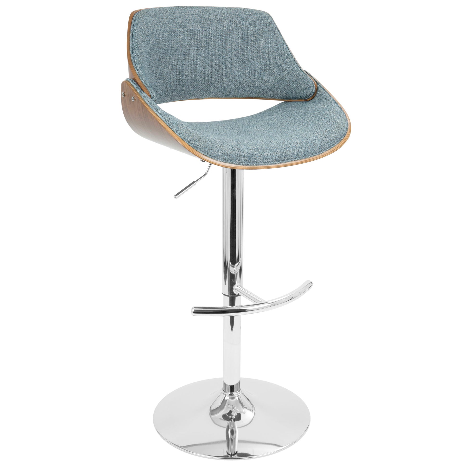 Fabrizzi - Mid Century Modern Adjustable Barstool With Swivel With Rounded T Footrest (Set of 3) Lumi Source