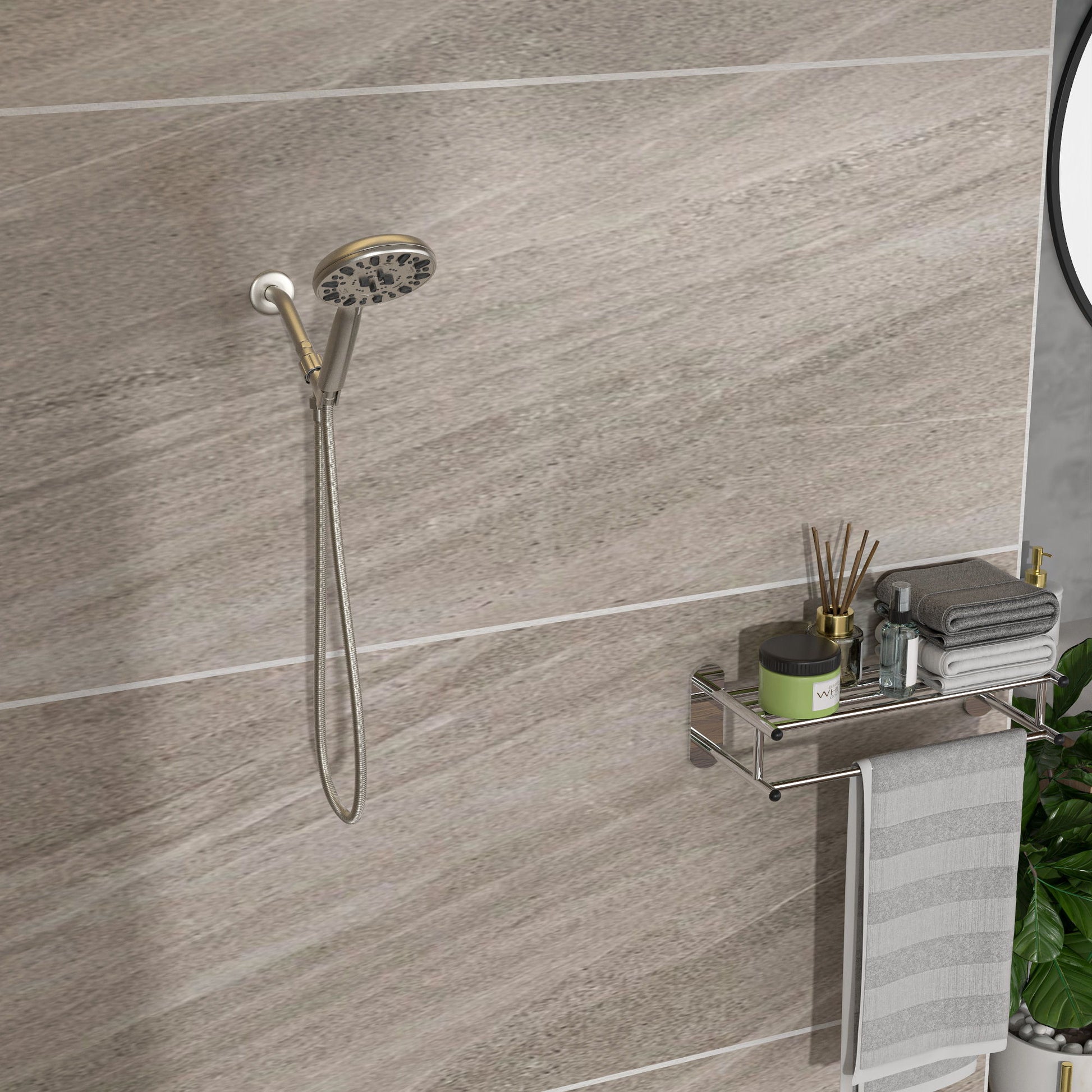 Multi Function Adjustable Hand Shower 7 Function Hand Shower, Wall Mounted - Brushed Nickel Daily Nest