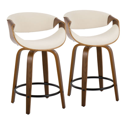 Curvini Mid - Century Modern Fixed Height Counter Stool With Swivel (Set of 2) Lumi Source