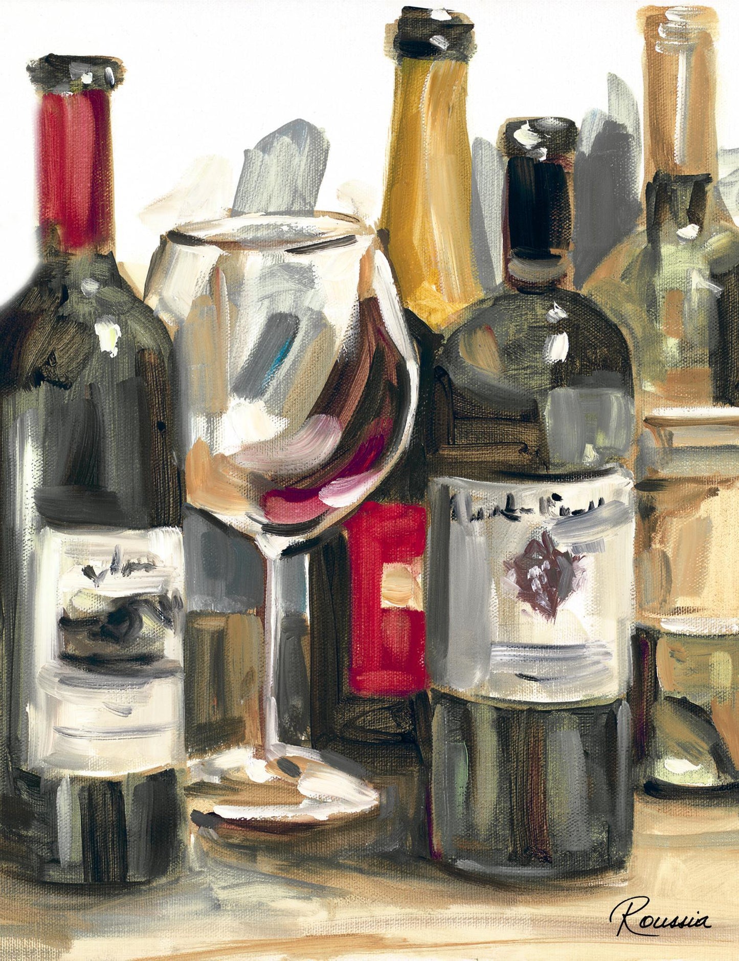 Wine Champ II By Heather A. French-Roussia (Framed) (Small) - Light Brown Classy Living
