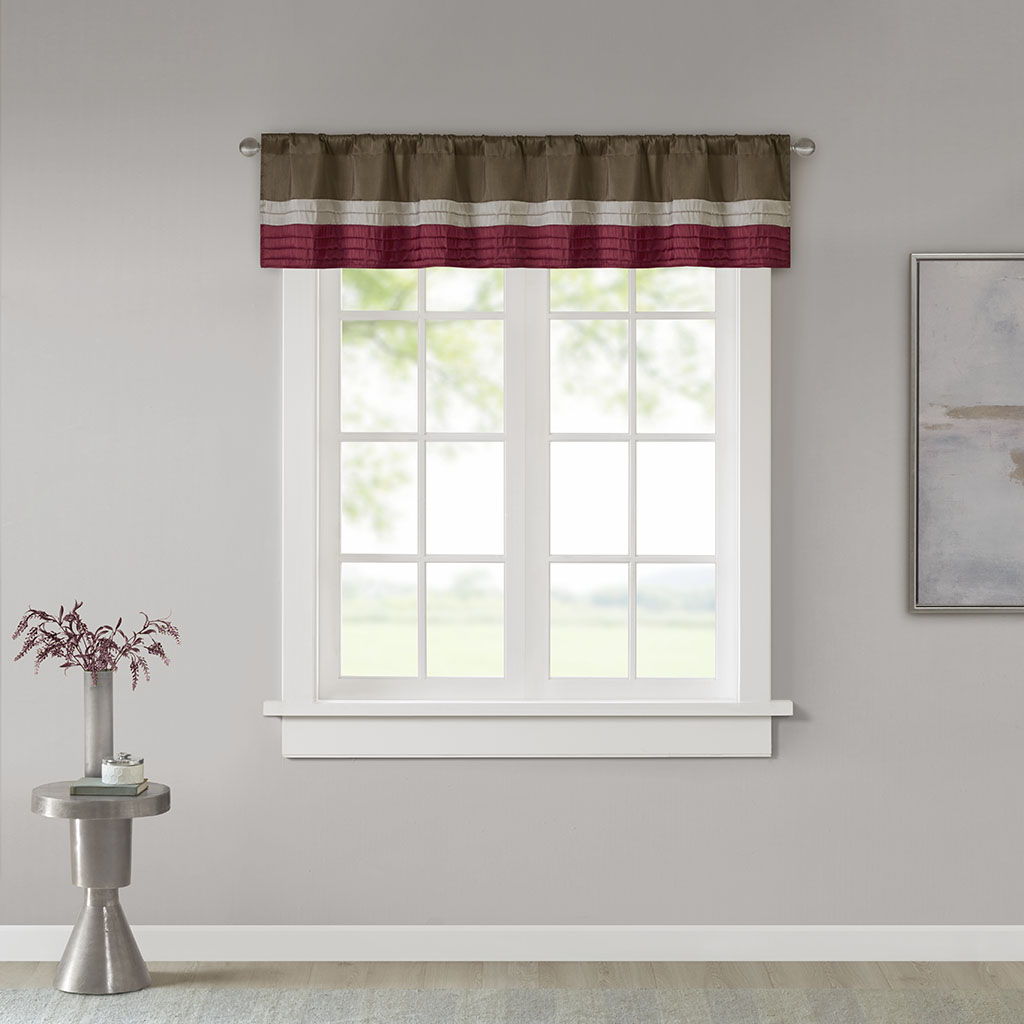 Amherst - Polyoni Pintuck Window Valance - Red