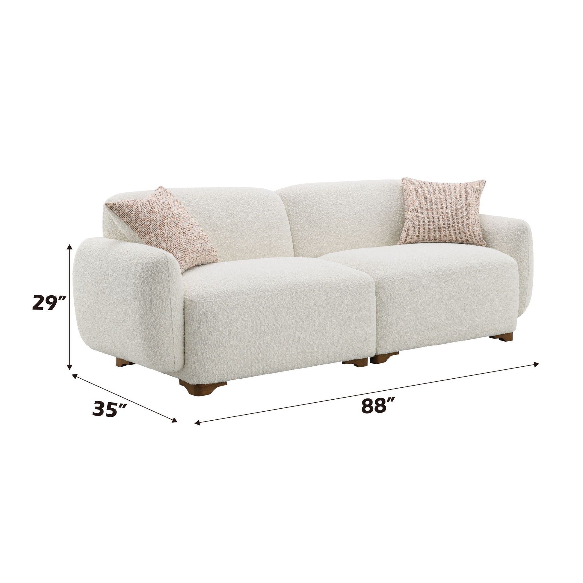 Darius - Boucle Sofa With 2 Toss Pillows - Beige Acme