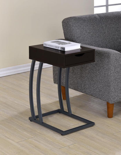 Troy - 1-Drawer C-Shaped Side Table Power Outlet CoasterEssence