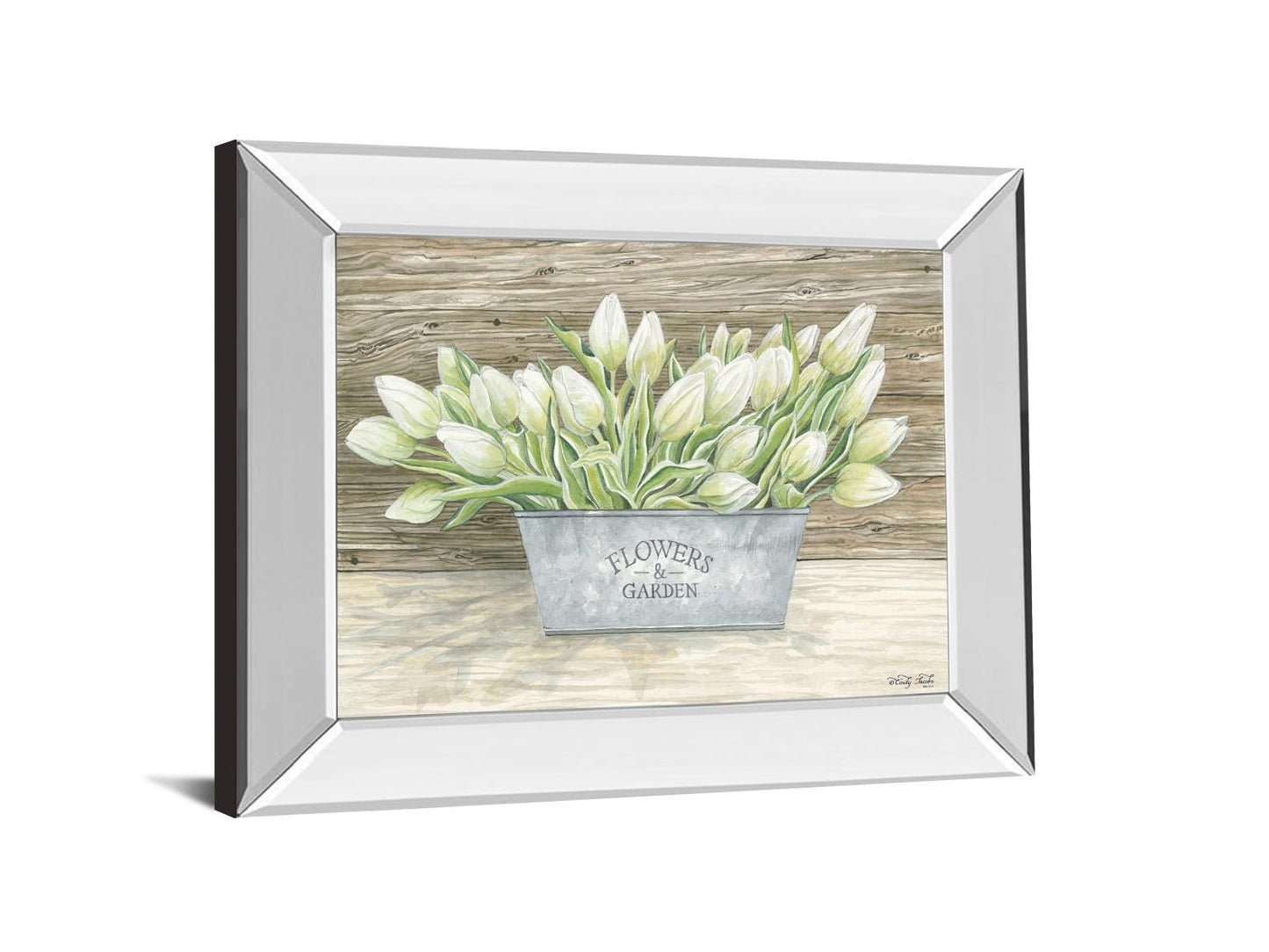 Flowers & Garden Tulips By Cindy Jacobs - Mirror Framed Print Wall Art - Green