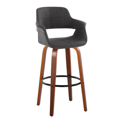 Vintage Flair - Mid Century Modern Fixed Height Barstool With Swivel With Round Footrest (Set of 2) Lumi Source