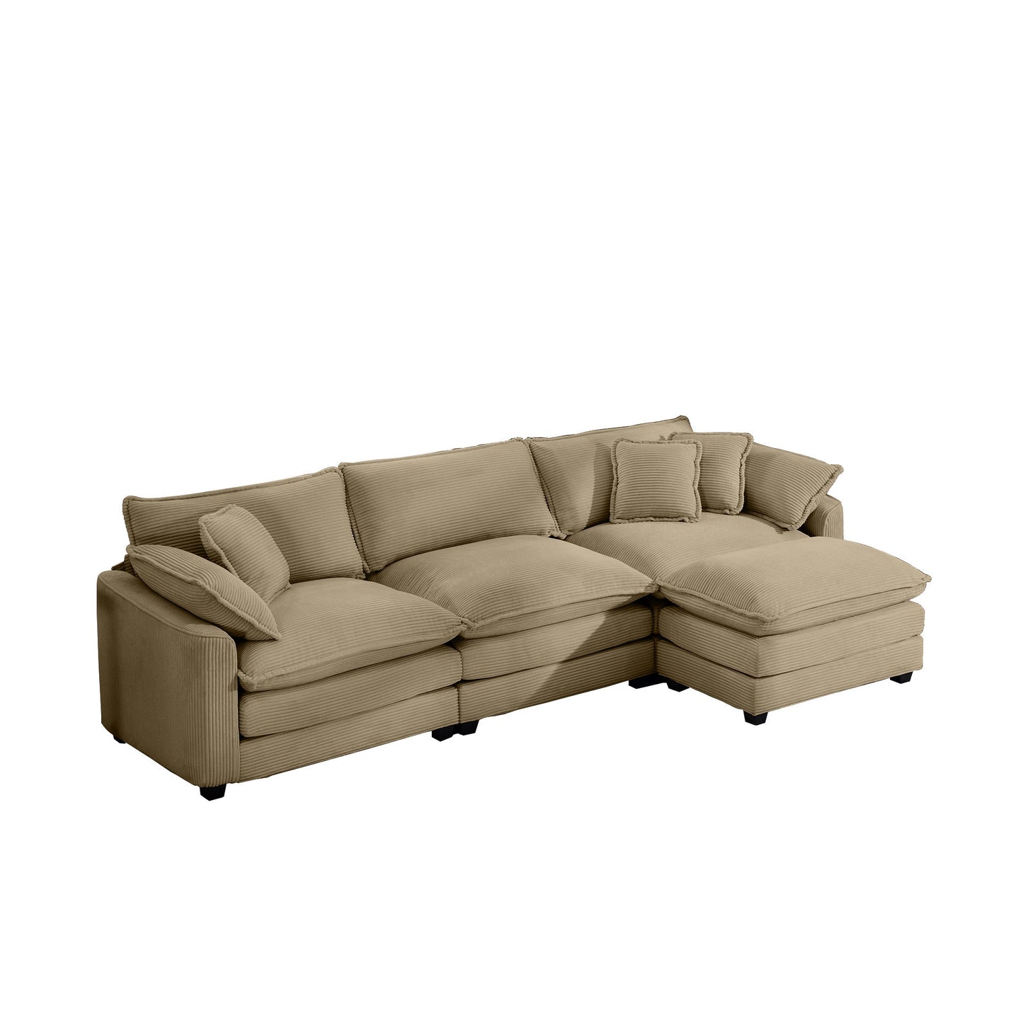 Modern Oversized Modular Cushion Sofa With Ottoman, Low Back, Deep Seating Sofa Set Home Essentials