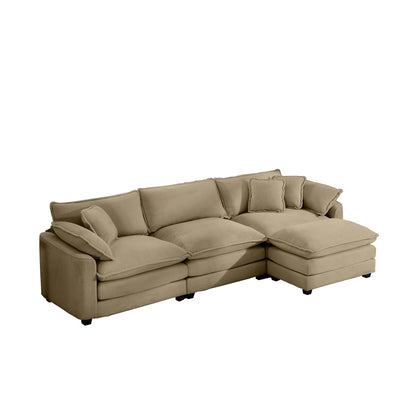 Modern Oversized Modular Cushion Sofa With Ottoman, Low Back, Deep Seating Sofa Set Home Essentials