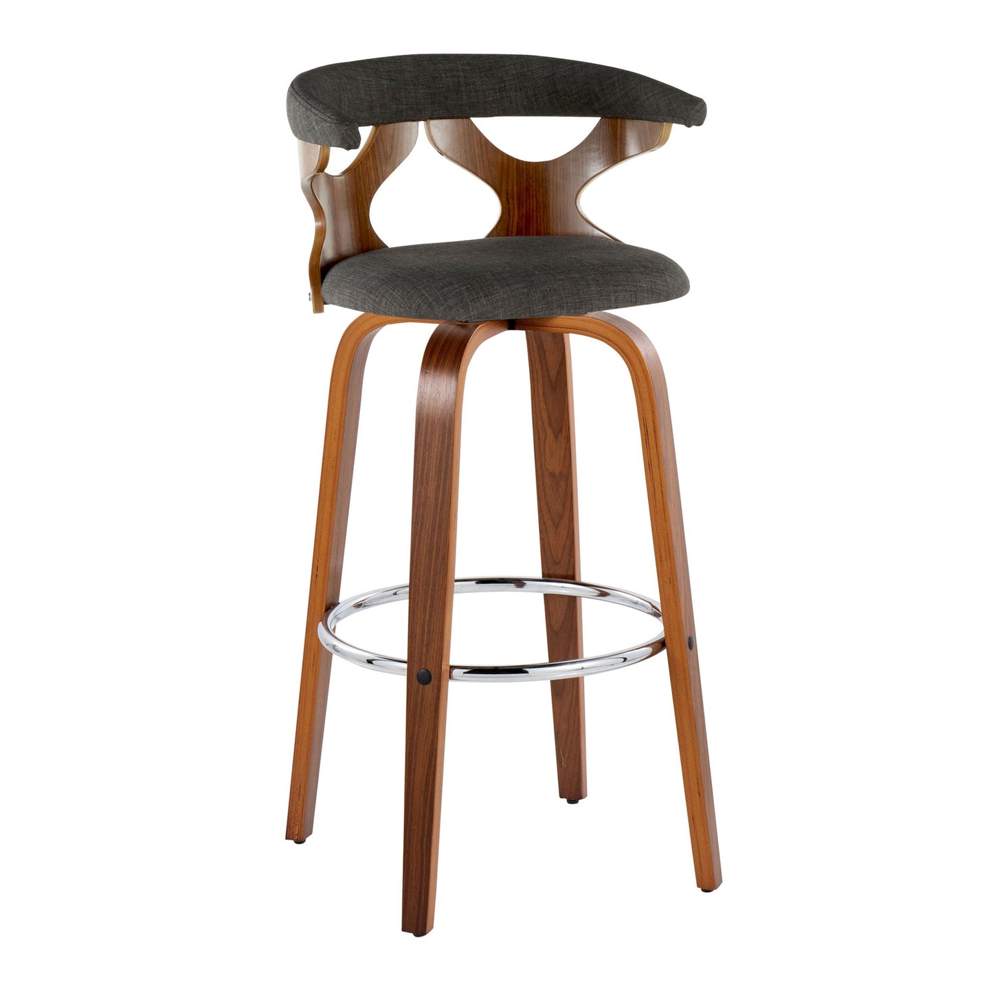 Gardenia - Mid Century Modern Fixed Height Barstool With Swivel With Round Footrest (Set of 2) Lumi Source
