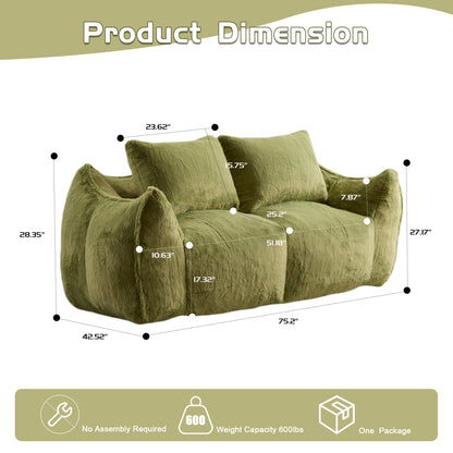Giant Bean Bag Couch, Ultra Soft Fluffy Loveseat For Living Room Home Essentials