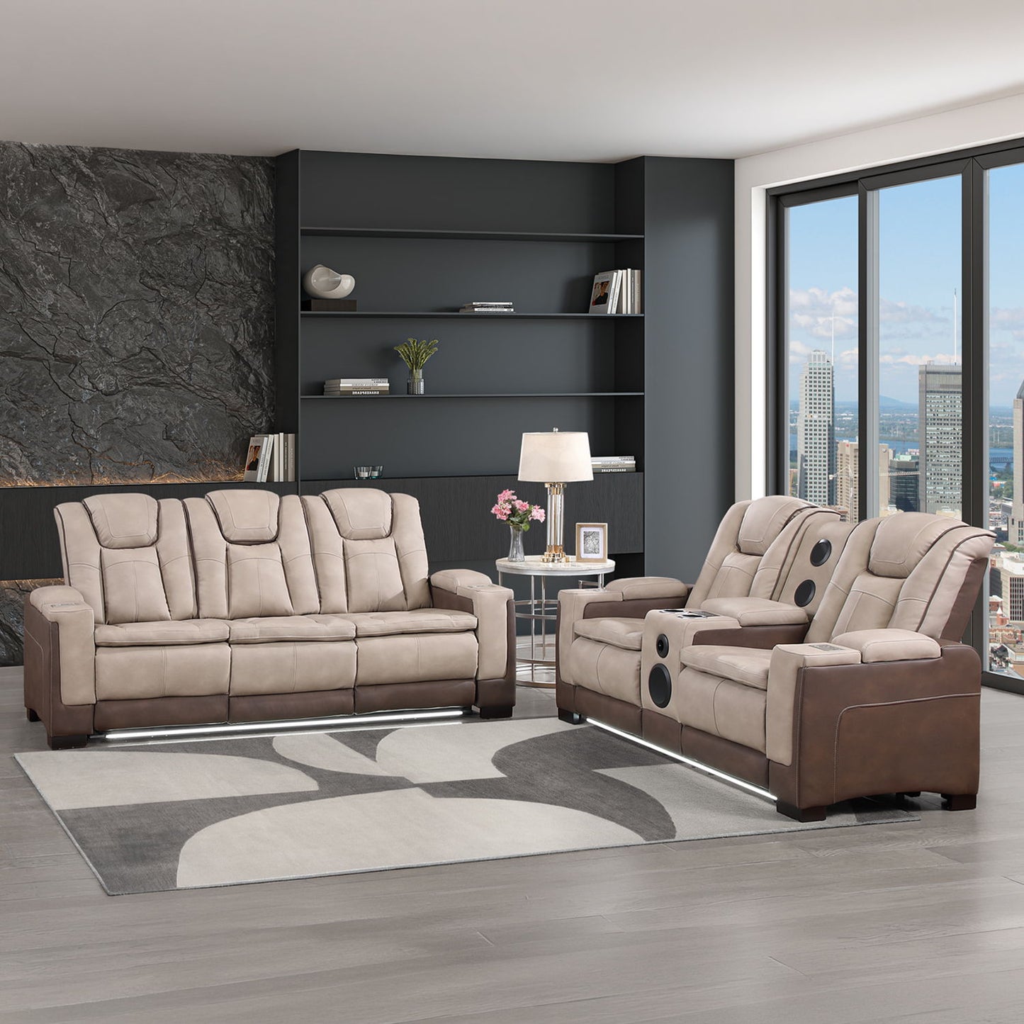 Bruno - Power Reclining Living Room Set With LED Lighting Matrix Furniture Group