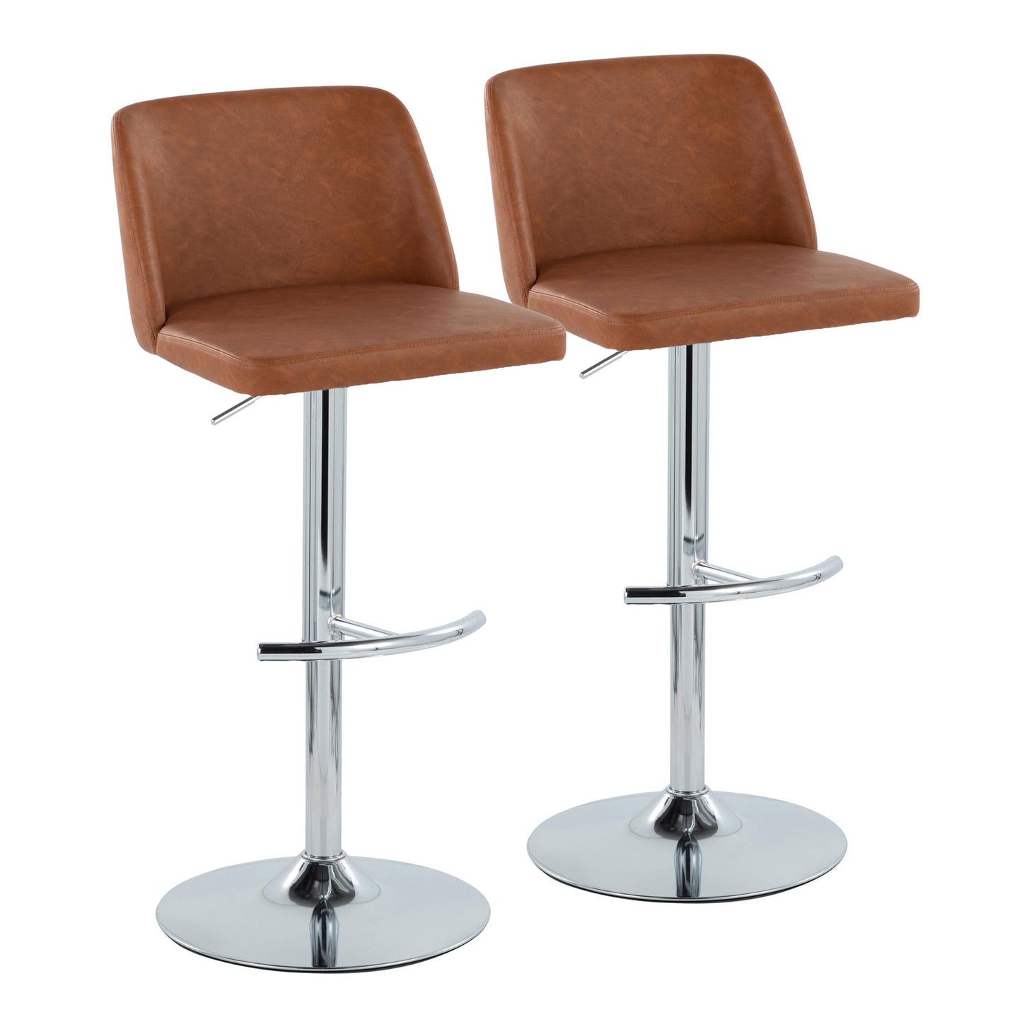 Toriano - Contemporary Adjustable Barstool With Swivel & Rounded T Footrest (Set of 2) Lumi Source