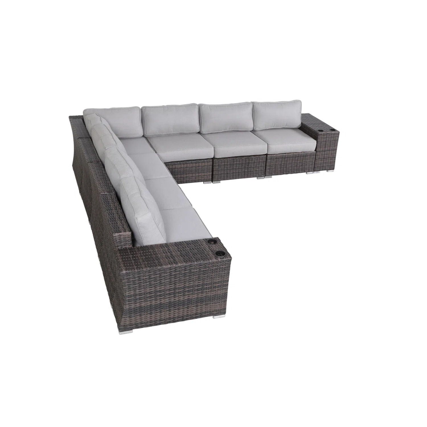 Rattan Sectional Sofa Set With Cushions LSI Patio Furniture