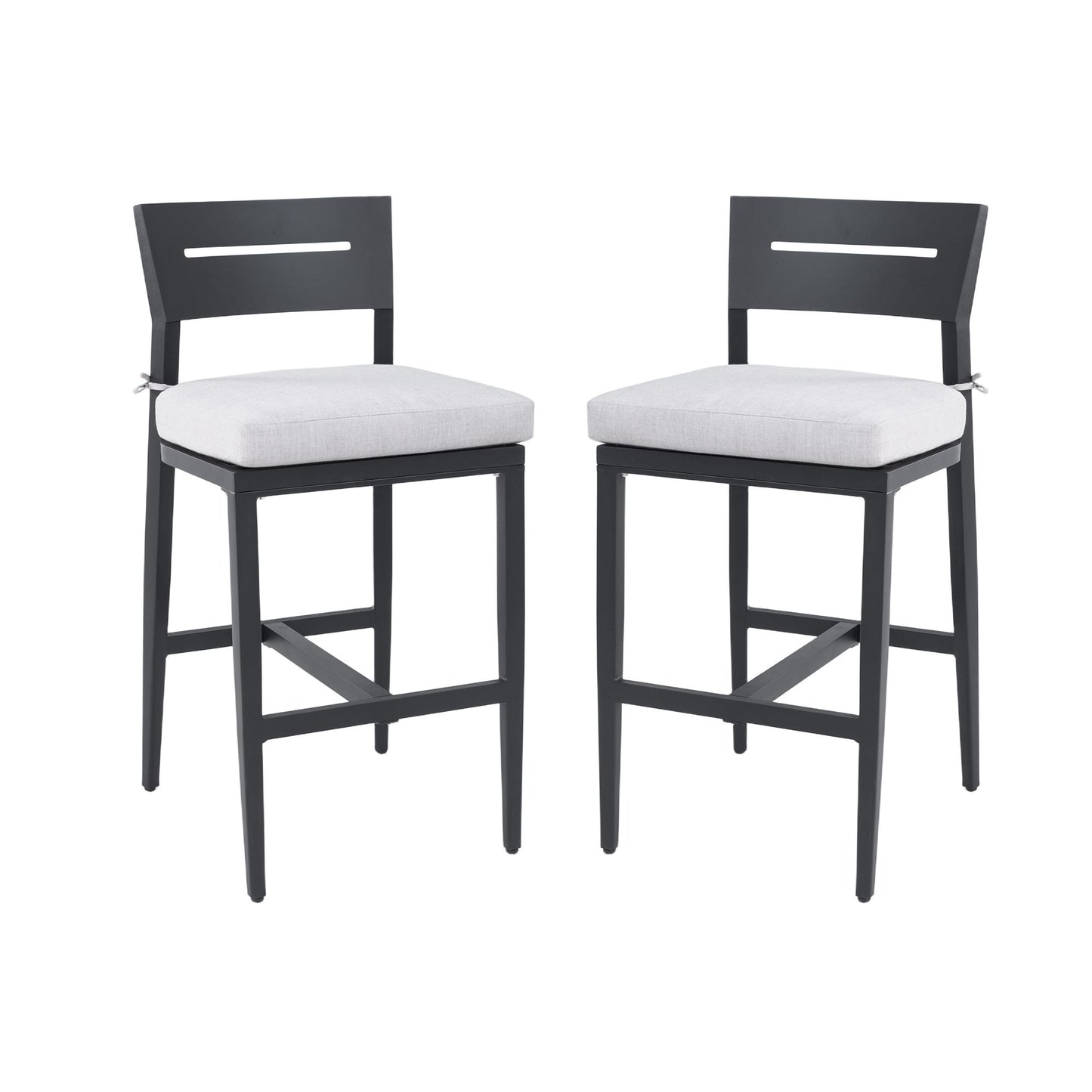 Modern Outdoor Bar Stools With Backrest And Footrest (Set of 2) Life Outside