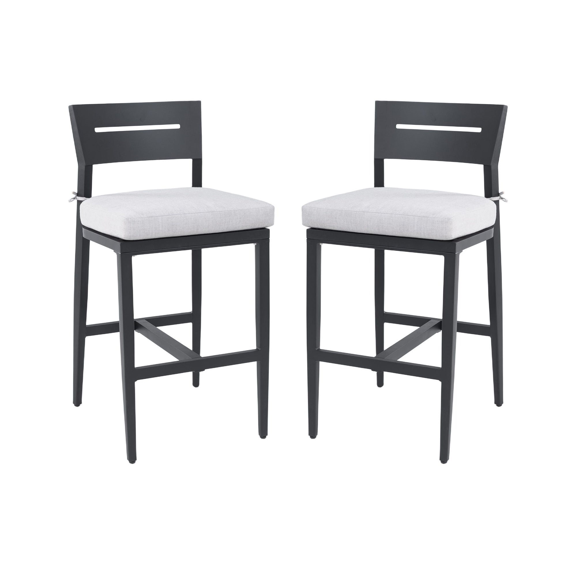 Modern Outdoor Bar Stools With Backrest And Footrest (Set of 2) Life Outside