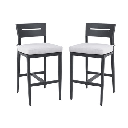 Modern Outdoor Bar Stools With Backrest And Footrest (Set of 2) Life Outside