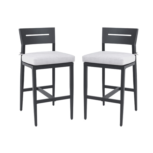 Modern Outdoor Bar Stools With Backrest And Footrest (Set of 2) Life Outside