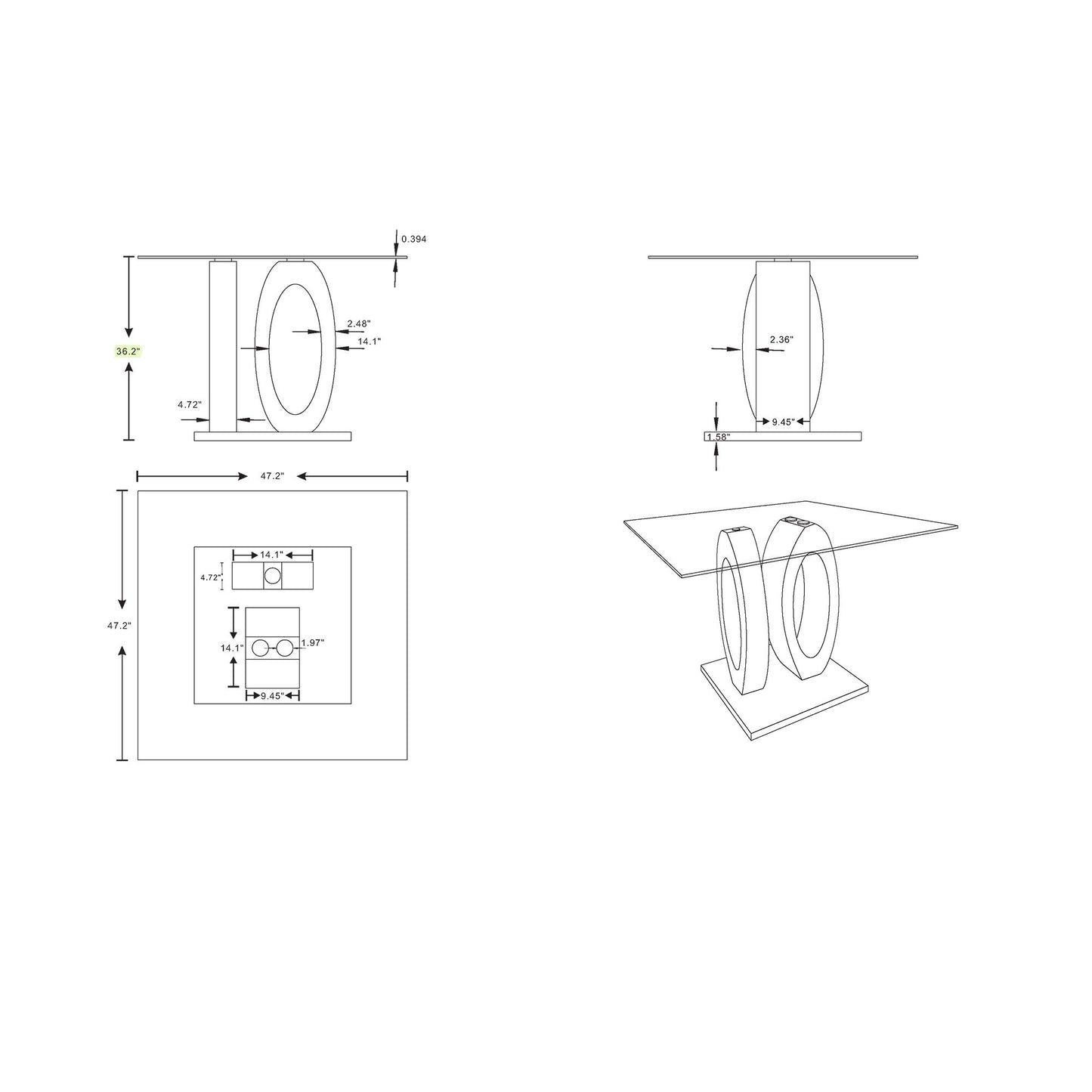 Royce - Dining Table Ecom Global Furniture USA